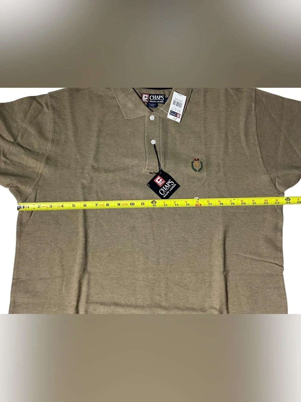 Vintage Chaps Ralph Lauren Polo Shirt Mens L NWT Crest Logo Tan 100% Cotton